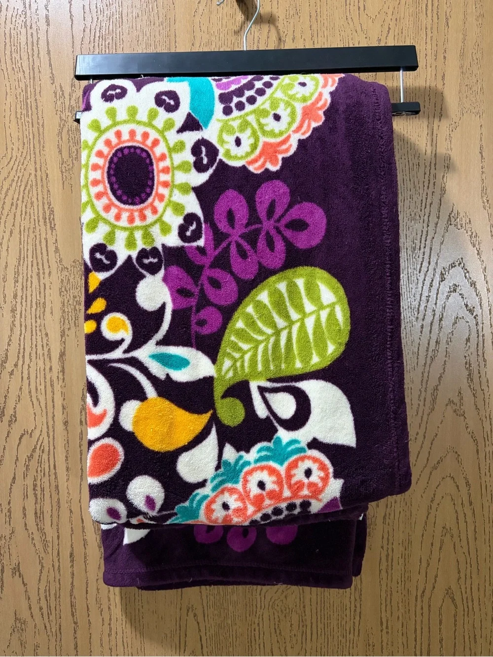 Vera Bradley Purple Floral Plush Throw Blanket Soft Cozy Fleece Home Decor